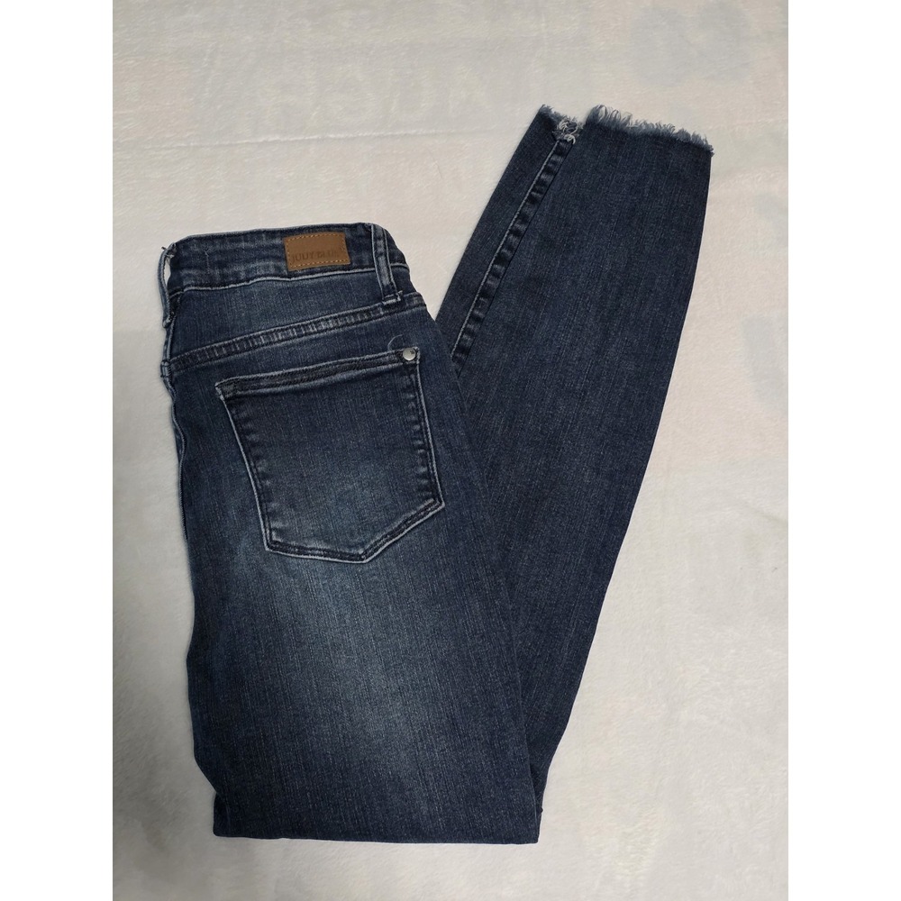 Judy Blue 5/27 Blue Skinny Fit High Waisted Stretch Ankle Distressed Denim Jeans